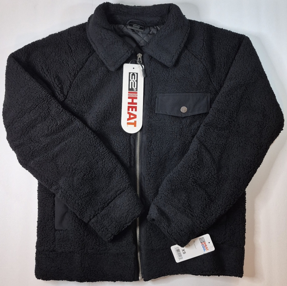 32° HEAT Sherpa Jacket XS | Black Teddy Fleece | New With Tags